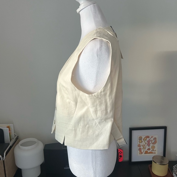 Cream linen blend vest - Picture 3 of 11